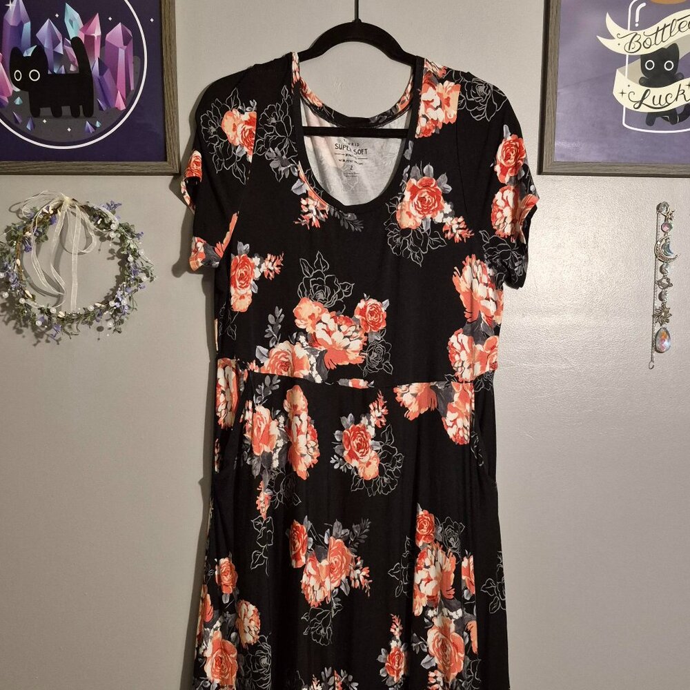 Black Floral Knit Dress